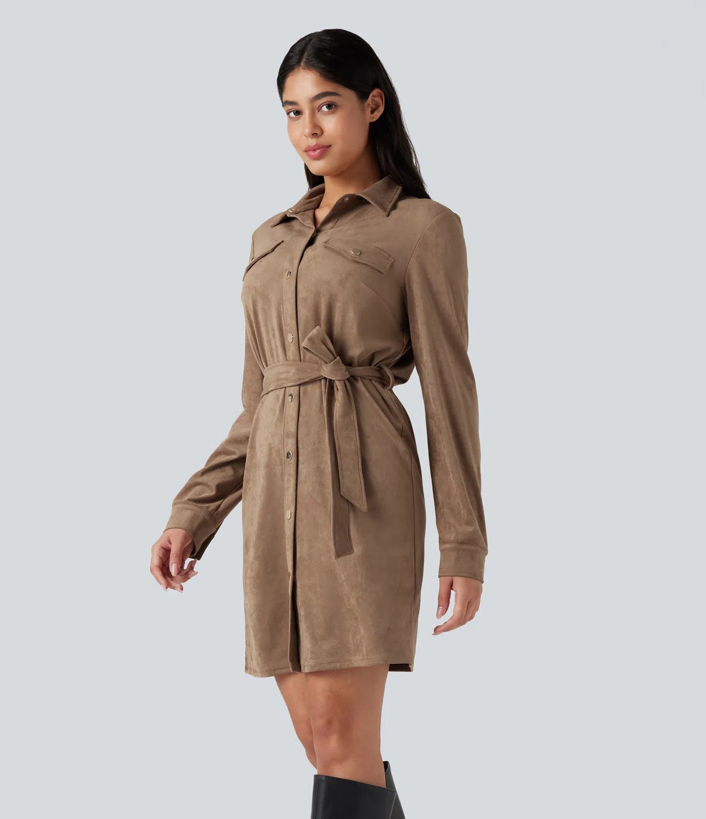 Vestido Ante Manga Larga