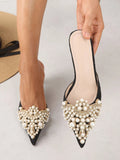 Mules Punta Fina Negro con PerlaS
