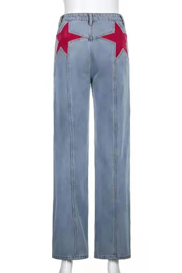 Jean Wide Leg con Estrella Roja