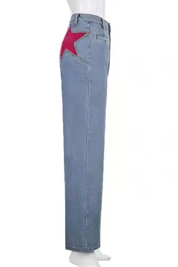 Jean Wide Leg con Estrella Roja