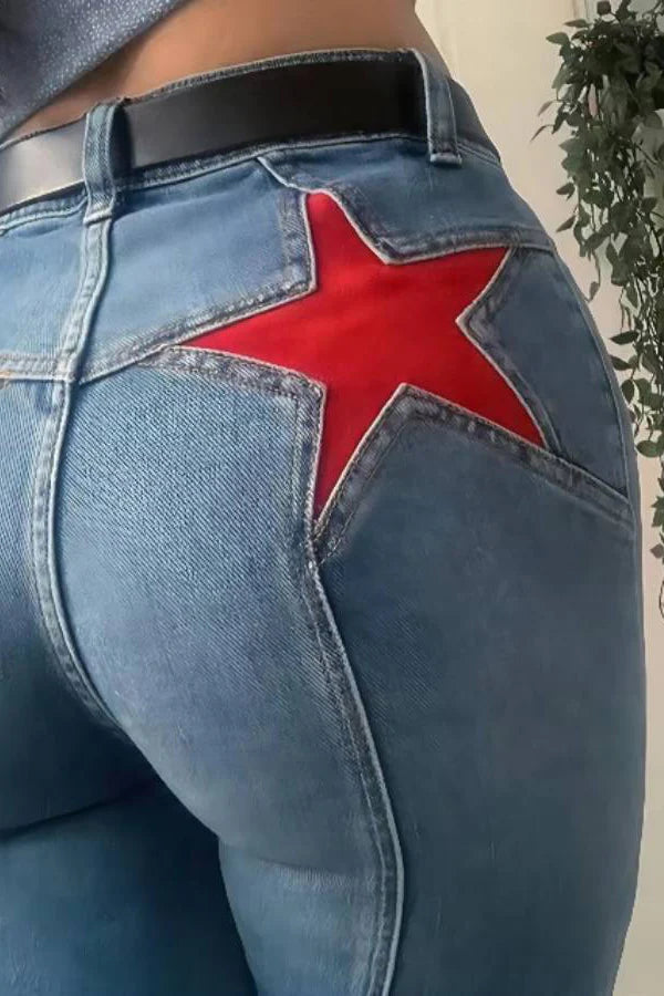Jean Wide Leg con Estrella Roja
