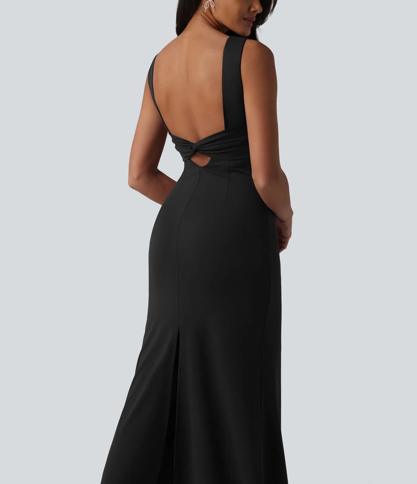 Vestido midi sin mangas con escote barco y sujetador incorporado