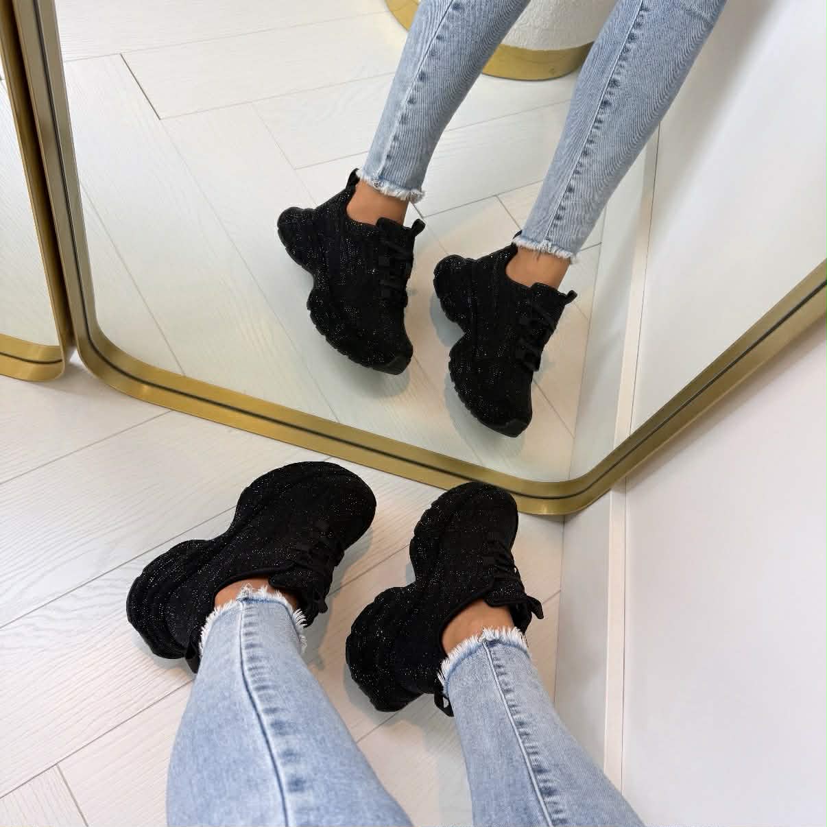 Sneakers Chunky con Glitter Brillos