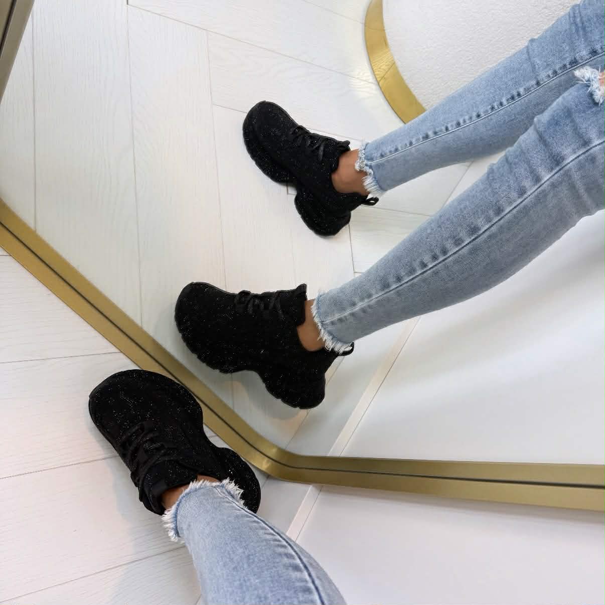 Sneakers Chunky con Glitter Brillos