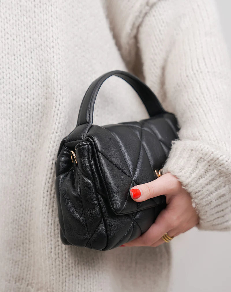 Mini Bolso Acolchado Top Handle con Cierre Metálico