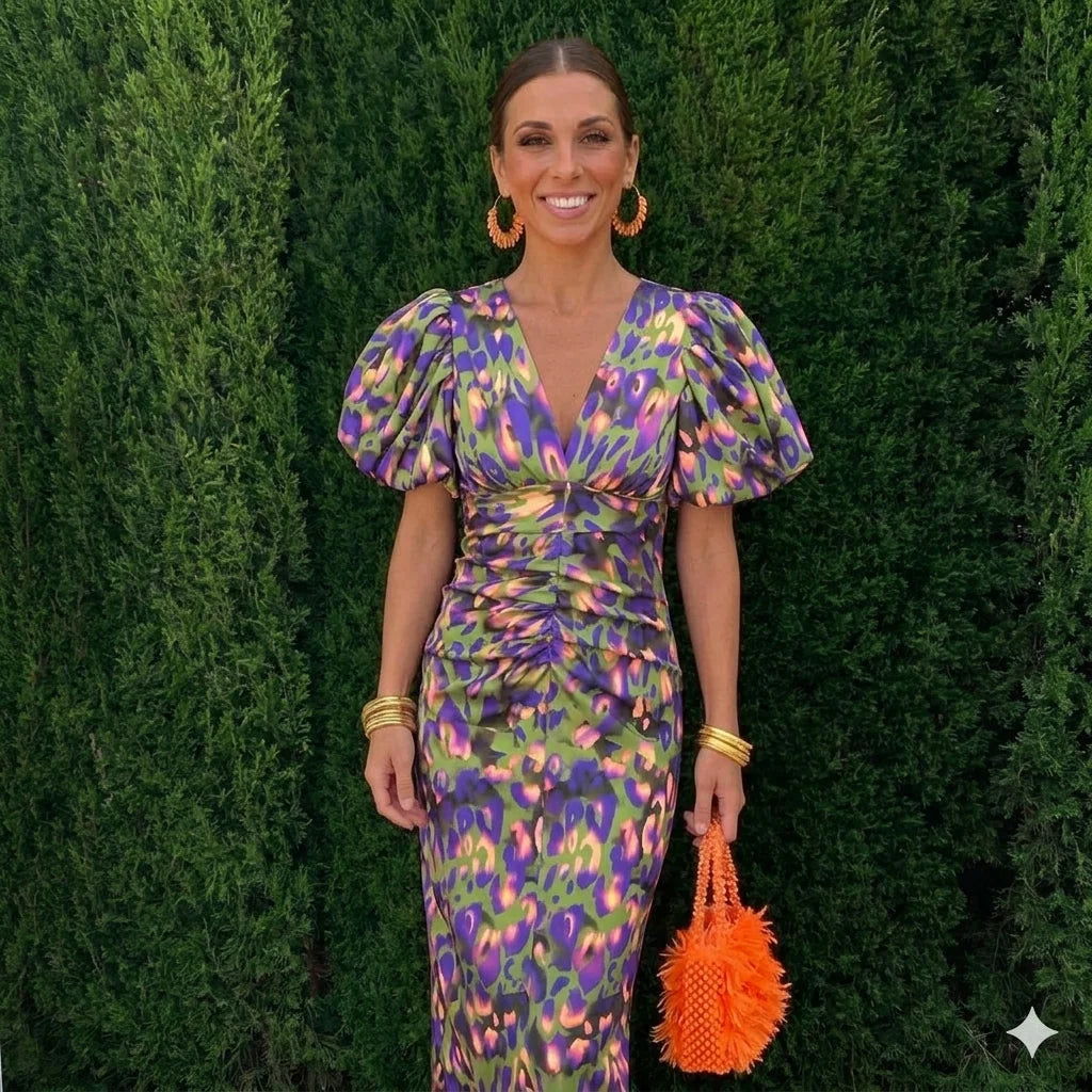 Vestido con mangas plisadas