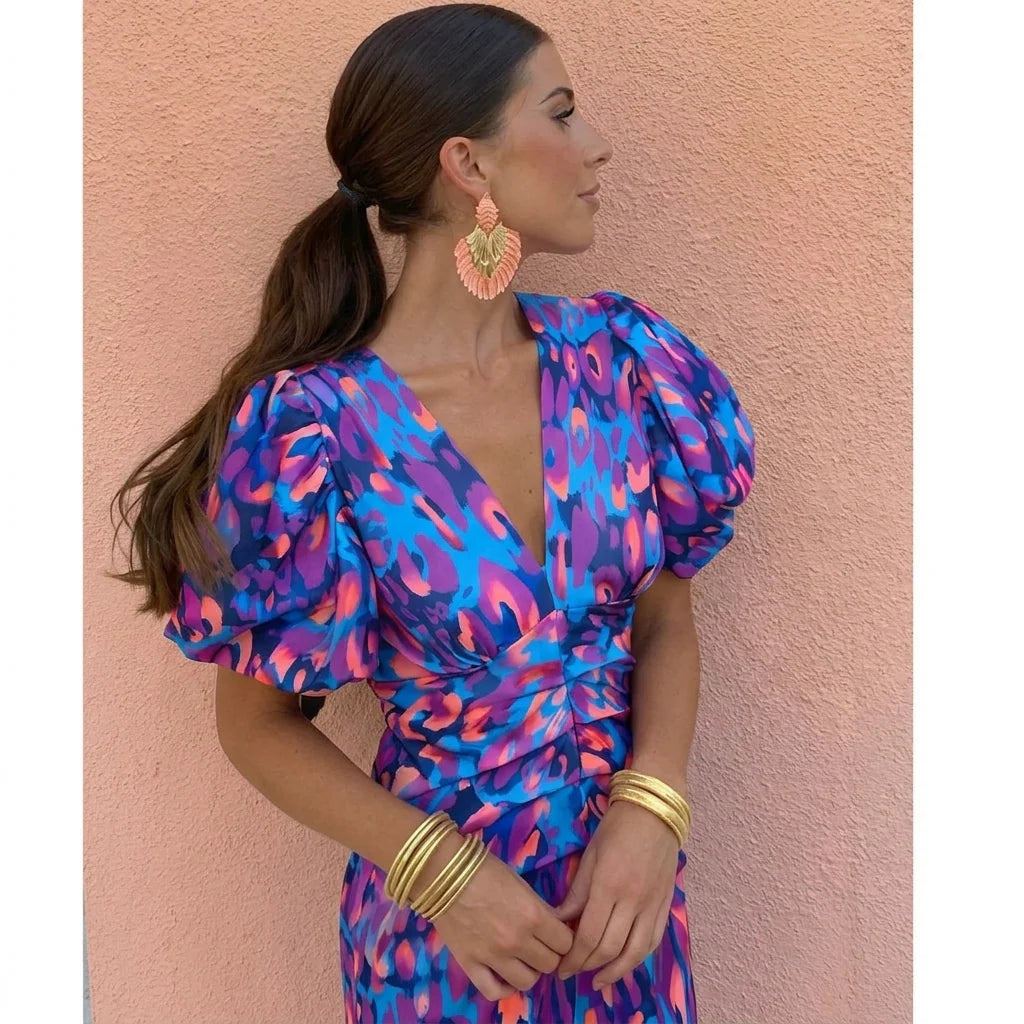 Vestido con mangas plisadas