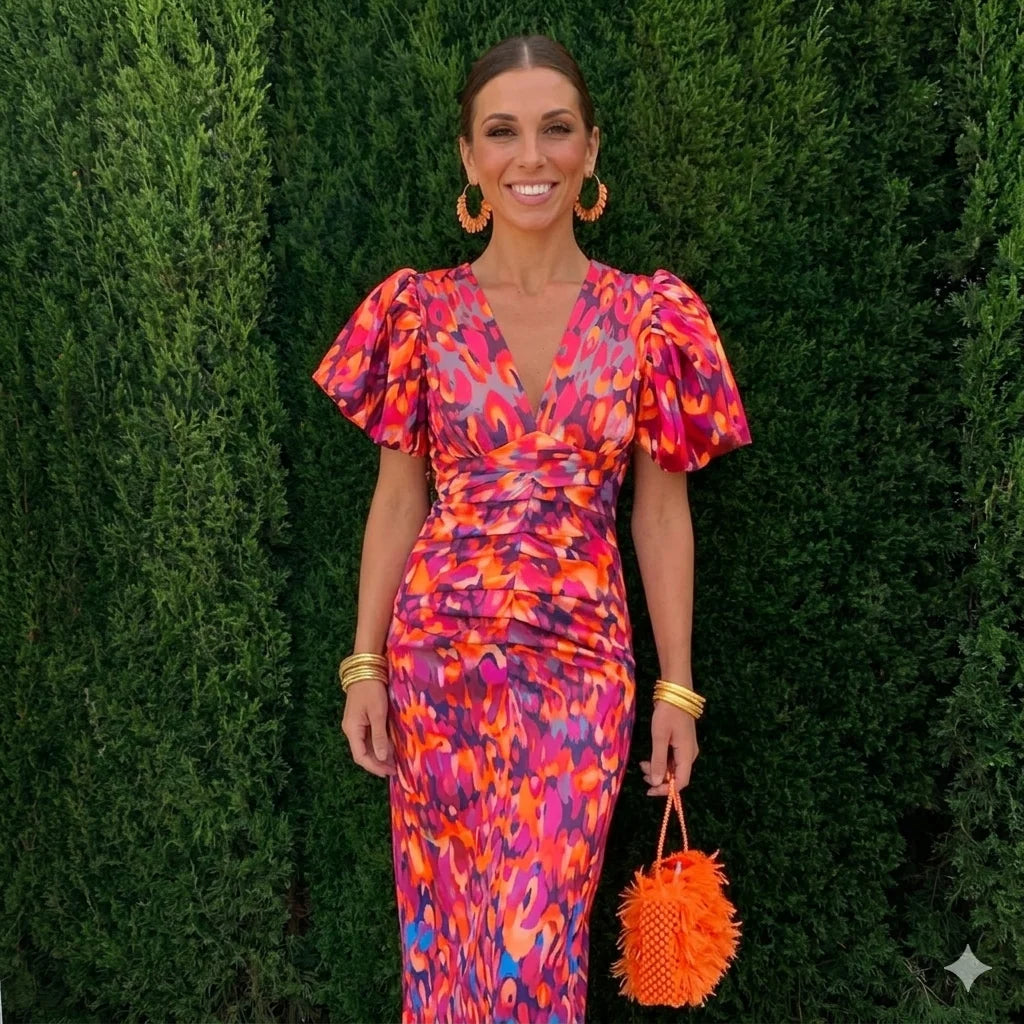 Vestido con mangas plisadas