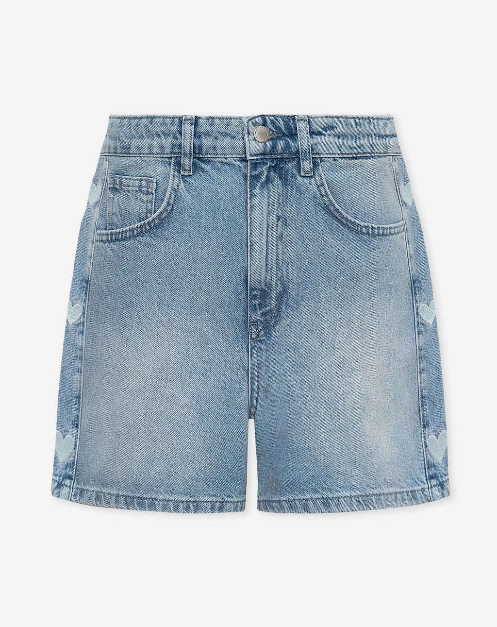 SIDE HEART DENIM MOM SHORT BLUE