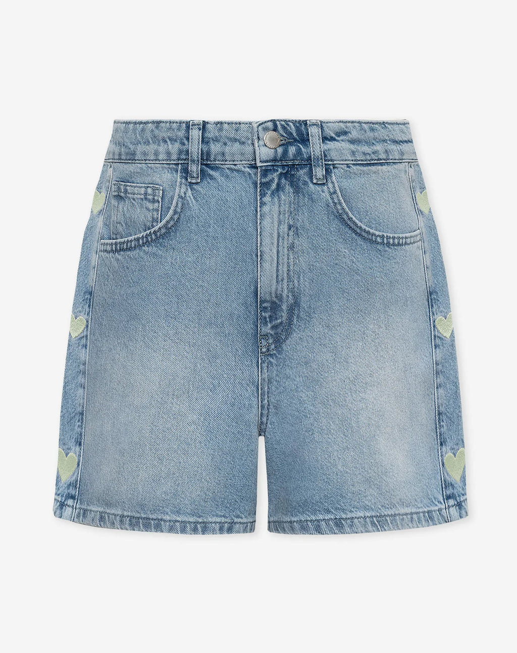 SIDE HEART DENIM MOM SHORT BLUE