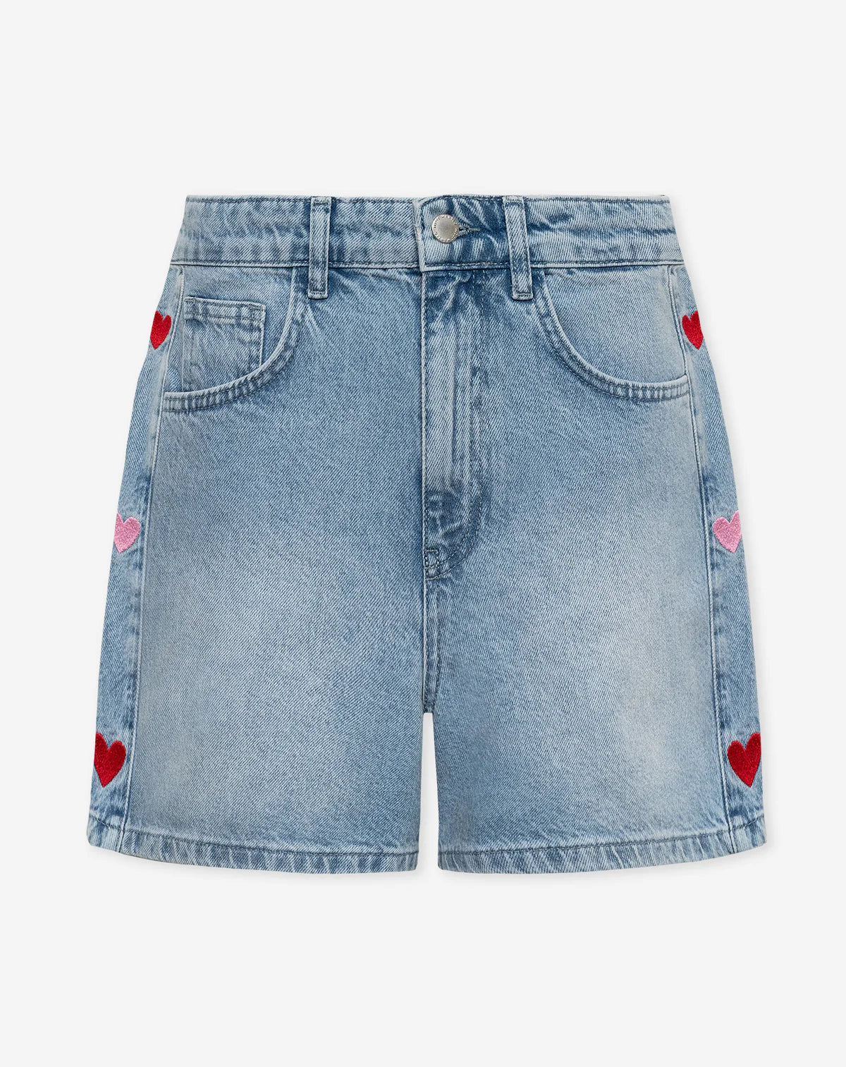 SIDE HEART DENIM MOM SHORT BLUE